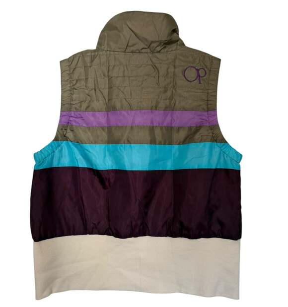 Vintage Ocean Pacific OP Junior XL Fits Women S Stripe ZipUp Puff Ski Vest - Picture 7 of 8